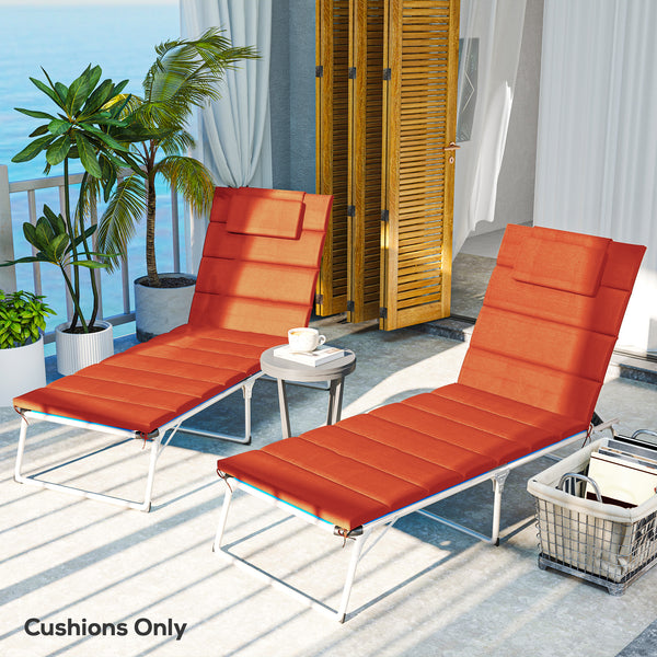 Lot de 2 coussins bordeaux pliables pour chaise longue, 203 x 66 cm, protection solaire UPF 50+, confort extérieur
