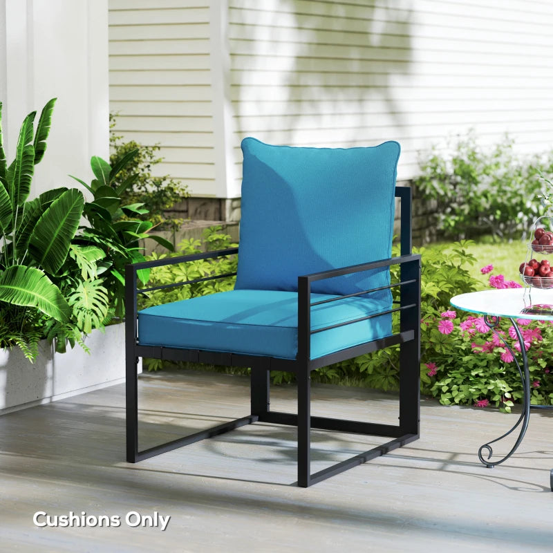 Coussins turquoise épais et profonds pour chaise de patio avec coussin de dossier, parfaits pour l'extérieur
