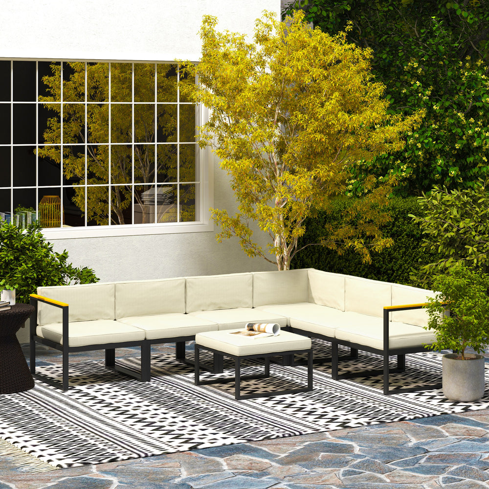 Ensemble crème de 14 coussins pour meubles en rotin, comprenant 7 assises et 7 dossiers confortables