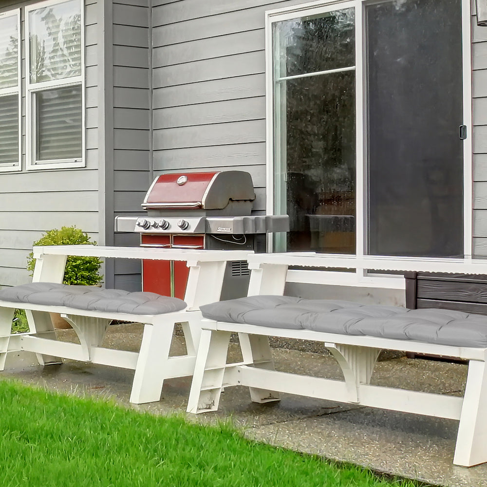 Lot de 2 coussins gris pour banc ou causeuse de terrasse 2 places, conçus pour un usage extérieur confortable