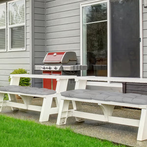 Lot de 2 coussins gris pour banc ou causeuse de terrasse 2 places, conçus pour un usage extérieur confortable