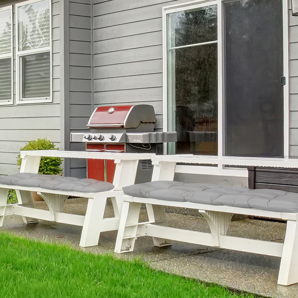 Lot de 2 coussins gris pour banc ou causeuse de terrasse 2 places, conçus pour un usage extérieur confortable