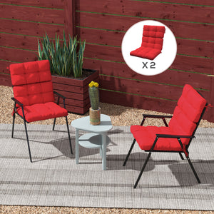 Lot de 2 coussins capitonnés rouges avec attaches, conçus pour chaises de patio d’extérieur
