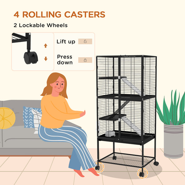 Small animal rolling cage, black