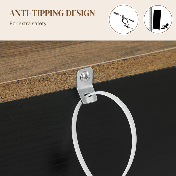 Sideboard with 4 barn doors and 3 drawers, coffee bar cabinet with adjustable shelves, black