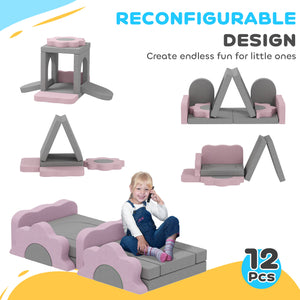 12-Piece Climbing Toys with Ball Pit (Balls Not Included), Gray