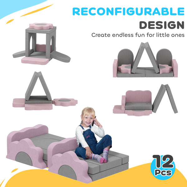 12-Piece Climbing Toys with Ball Pit (Balls Not Included), Gray