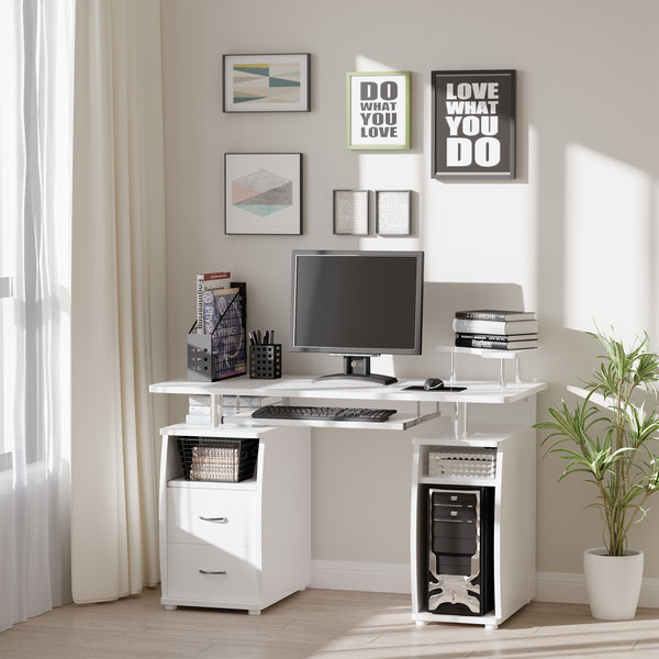 Computer desk with keyboard tray, white
