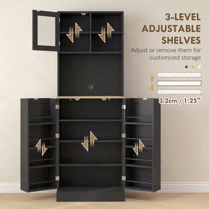 169 cm high kitchen cabinet with adjustable shelves, black