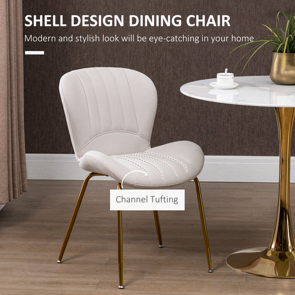 Set of 2 chairs with padded backrest, cream white 