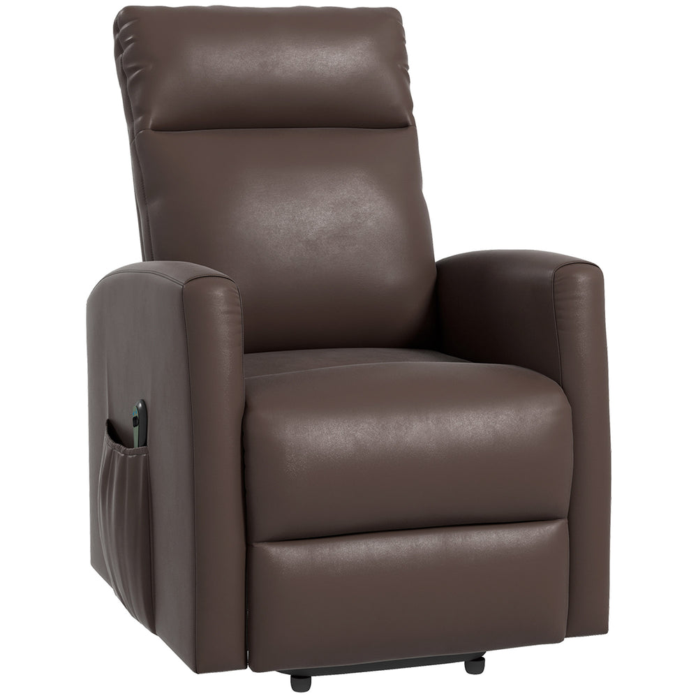 Electric Lift Recliner Chair with Remote Control and Side Pocket, Brown