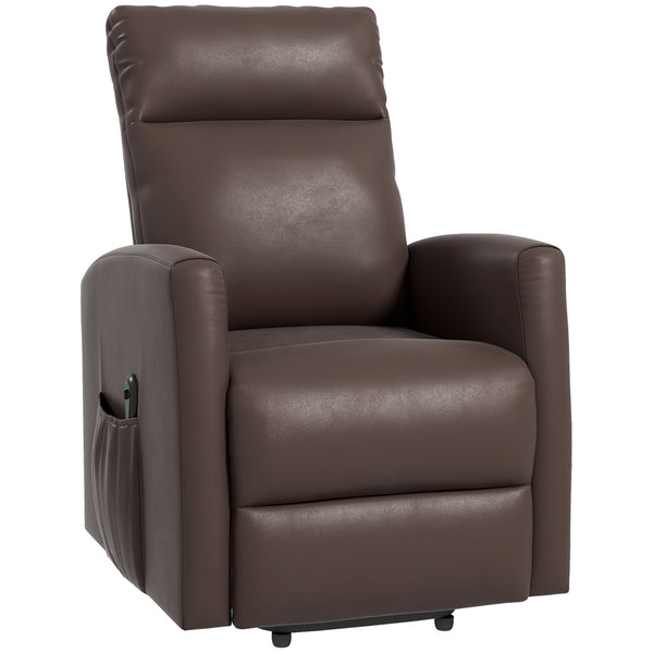 Electric Lift Recliner Chair with Remote Control and Side Pocket, Brown