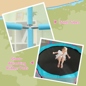 1.4m Trampoline with Handlebar and Safety Net, Pink