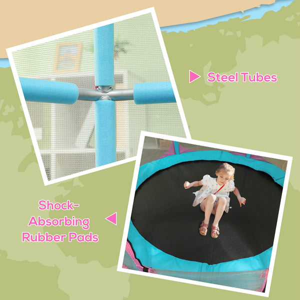 1.4m Trampoline with Handlebar and Safety Net, Pink