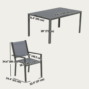 7-Piece Outdoor Dining Set with Stackable Chairs, Rustproof Steel