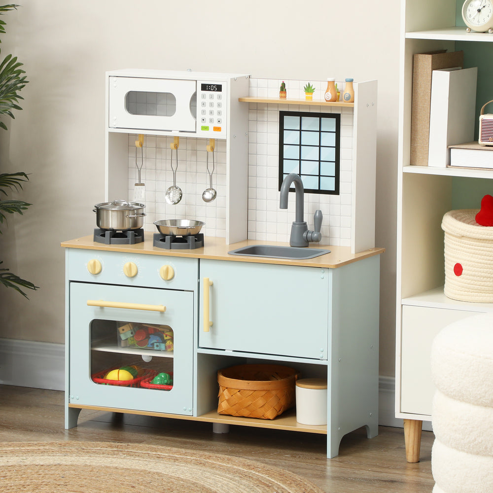 Kids Play Kitchen with Blue Kitchen Accessories
