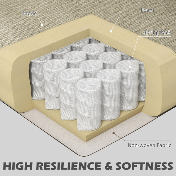 Fabric accent chair with wooden legs, beige