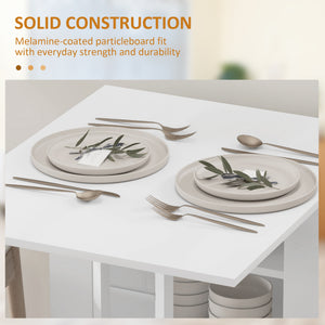 Drop-leaf kitchen table for small spaces, white