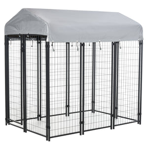 Dog kennel with waterproof and UV-resistant cover