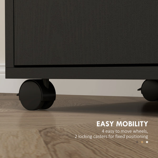 Black microwave trolley on wheels