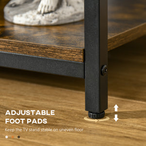 TV Stand for TVs up to 55 inches with Open Storage Shelves, Rustic Brown