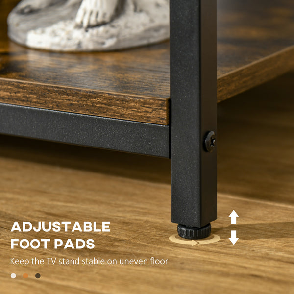 TV Stand for TVs up to 55 inches with Open Storage Shelves, Rustic Brown