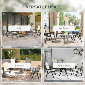 Set of 4 comfortable outdoor folding chairs with armrests, beige