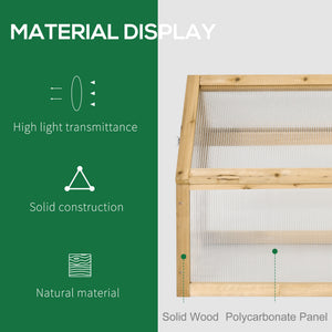 Portable raised wooden garden greenhouse with hinged lid