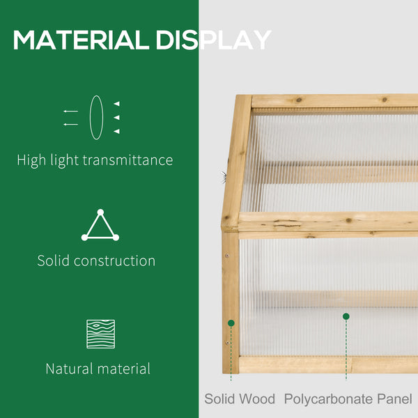 Portable raised wooden garden greenhouse with hinged lid