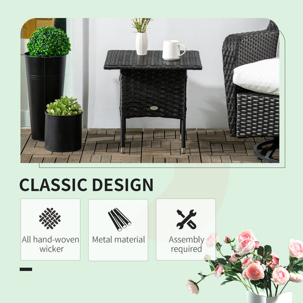 Black resin wicker patio coffee table