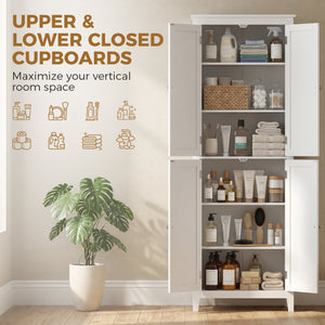 67-inch Bathroom Cabinet with Adjustable Shelves, White