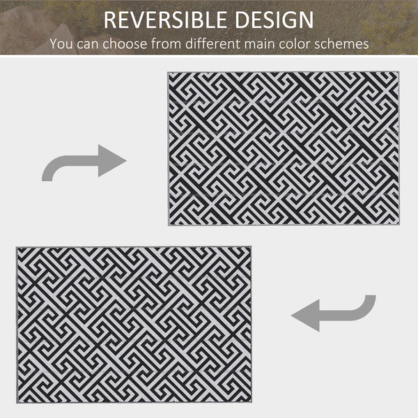 Reversible outdoor rug, black and white