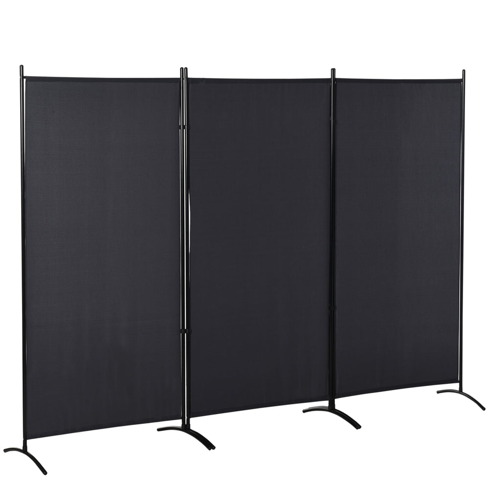3-panel, double-hinged, folding screen, anthracite gray