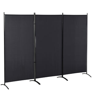 3-panel, double-hinged, folding screen, anthracite gray