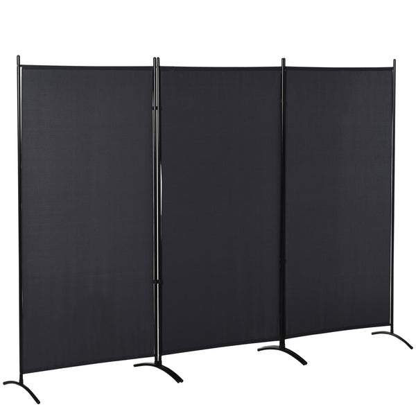 3-panel, double-hinged, folding screen, anthracite gray