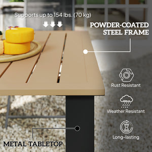 Outdoor patio table with parasol hole, brown