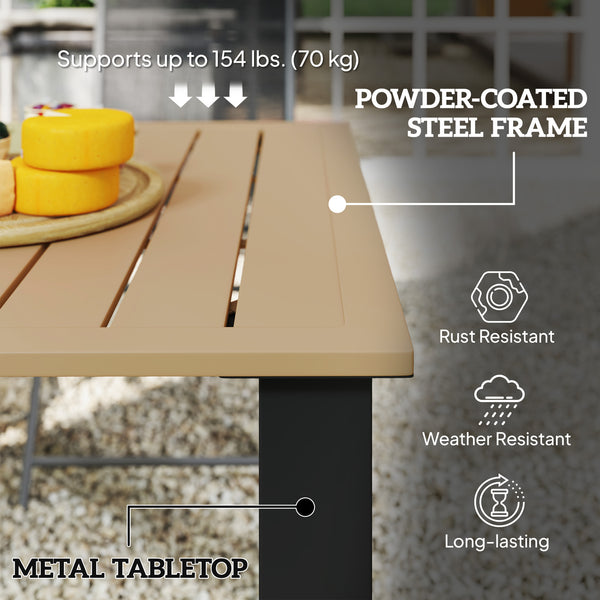 Outdoor patio table with parasol hole, brown
