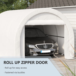 Heavy-duty 10 x 16 carport with zipped door, white