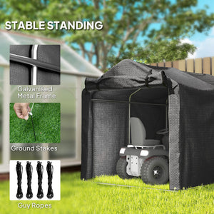 UV-resistant portable garden shed with roll-up zippered door, black