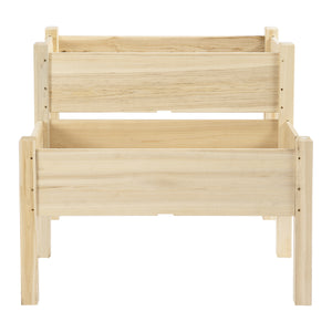 Two-tier raised wooden planter