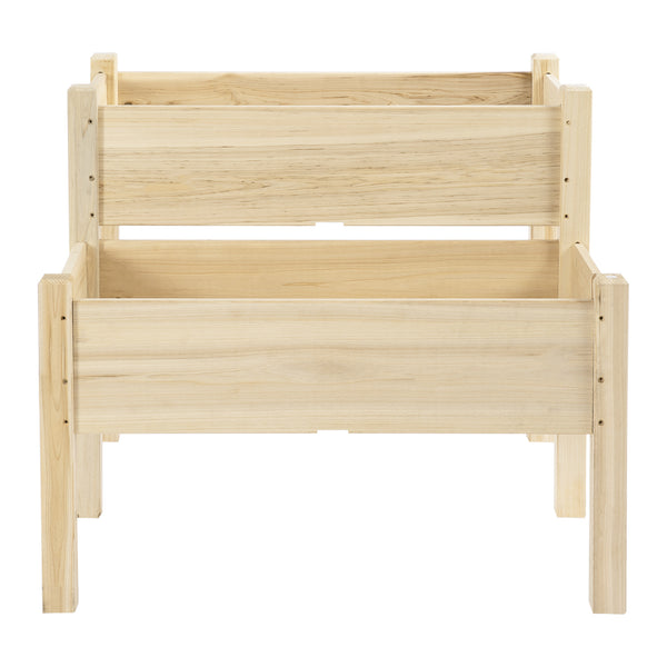 Two-tier raised wooden planter