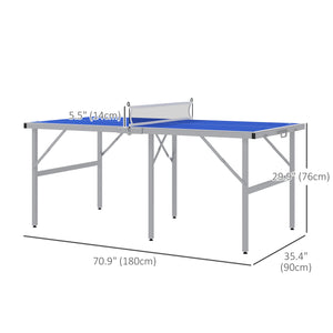 Portable Ping Pong Table with Net and Accessories, Blue