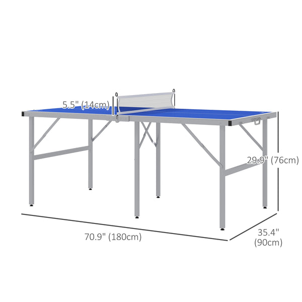 Portable Ping Pong Table with Net and Accessories, Blue