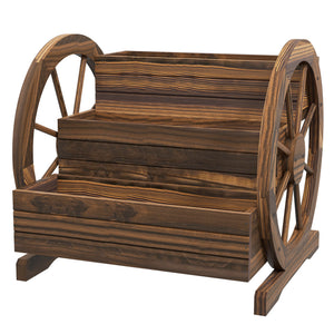Wooden planter in the shape of a cart