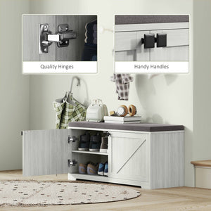 Shoe Storage Bench with Padded Seat, Shoe Organizer, 8 Pairs, Light Grey 