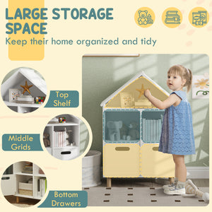 3-Tier Bookcase with Two Drawers for Children's Room, White