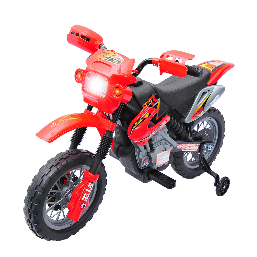 6V Electric Motorcycle with Training Wheels, Red