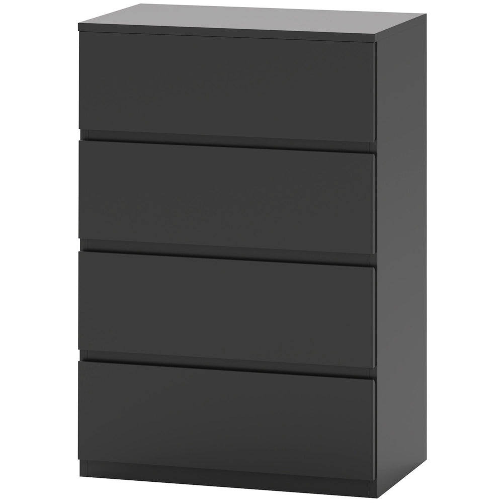 4-drawer chest of drawers for independent storage, black