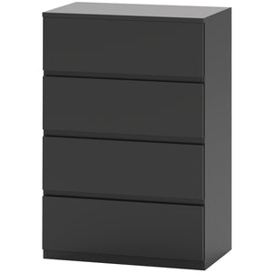 4-drawer chest of drawers for independent storage, black