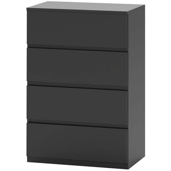4-drawer chest of drawers for independent storage, black